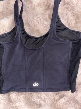 ALO Black Mesh Corset Sports Tank Size L